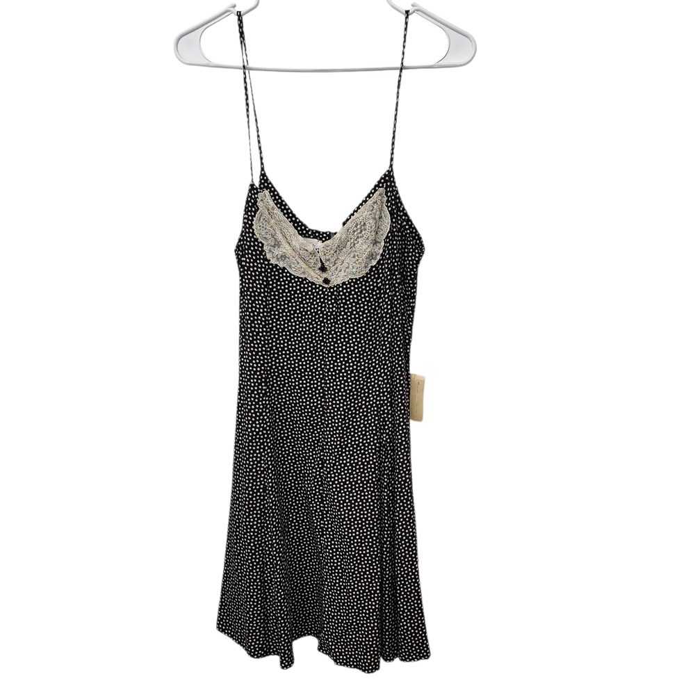 Vintage‎ NWT Chic Black and White Polka Dot Lace Chemise Slip Dress Size 11
